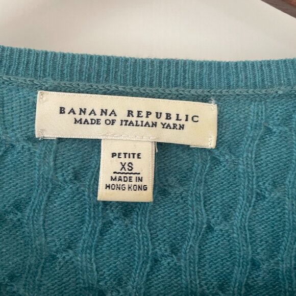 Banana Republic Cashmere sweater in Teal, Cable Knit XS Petite - Picture 4 of 9